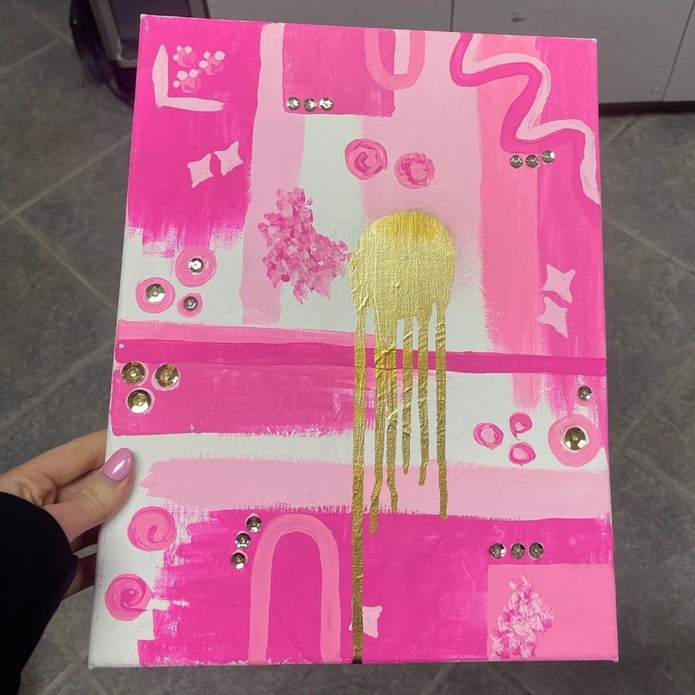 HAND MADE 11x14 Pink Abstract Painting